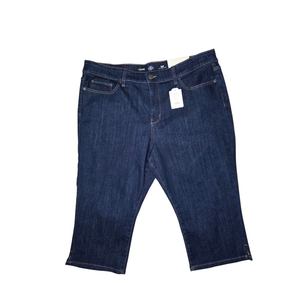 St. John's Bay Dark Wash Mid Rise Capri Stretch Jeans 18P NWT